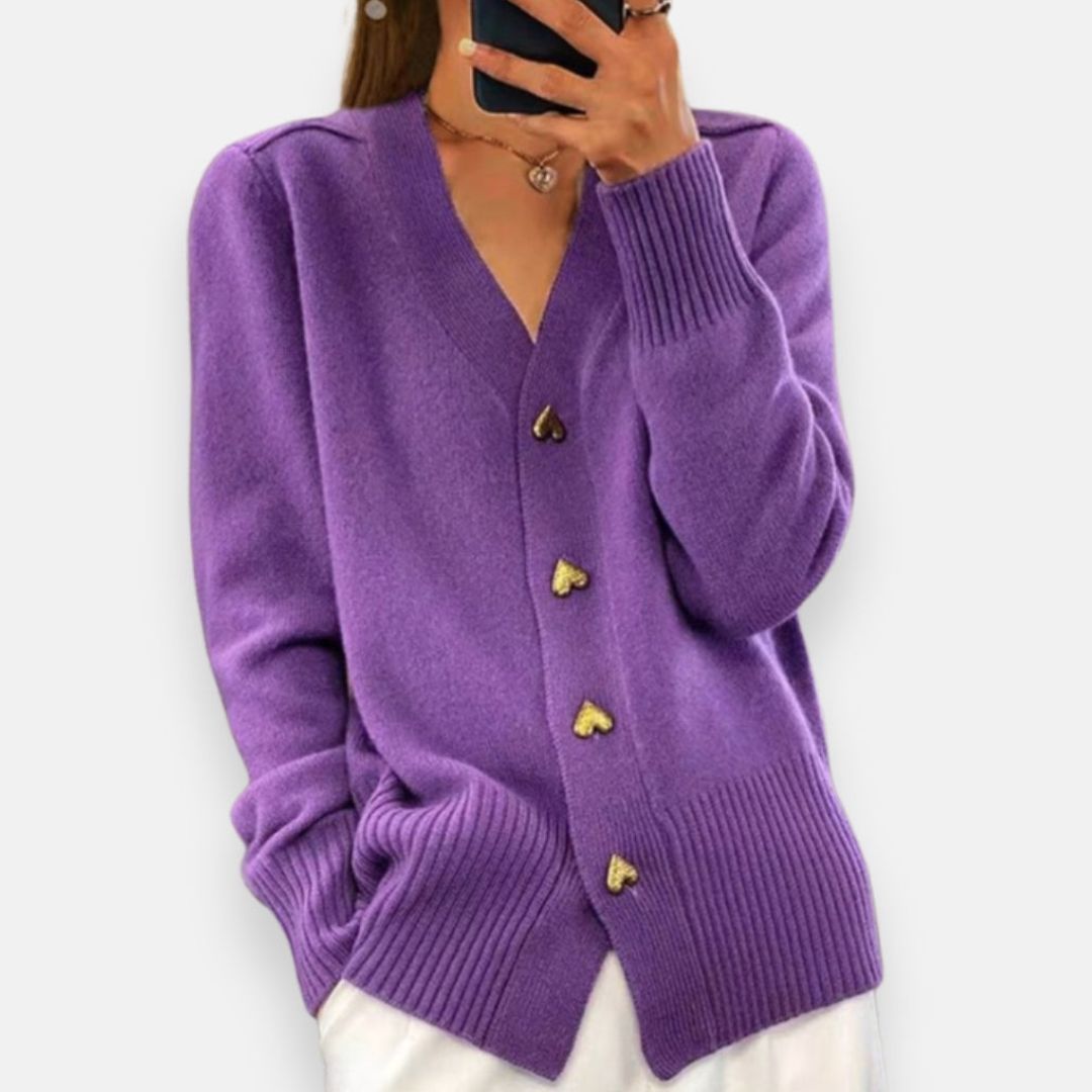 Mia | Cardigan élégant à boutons dorés