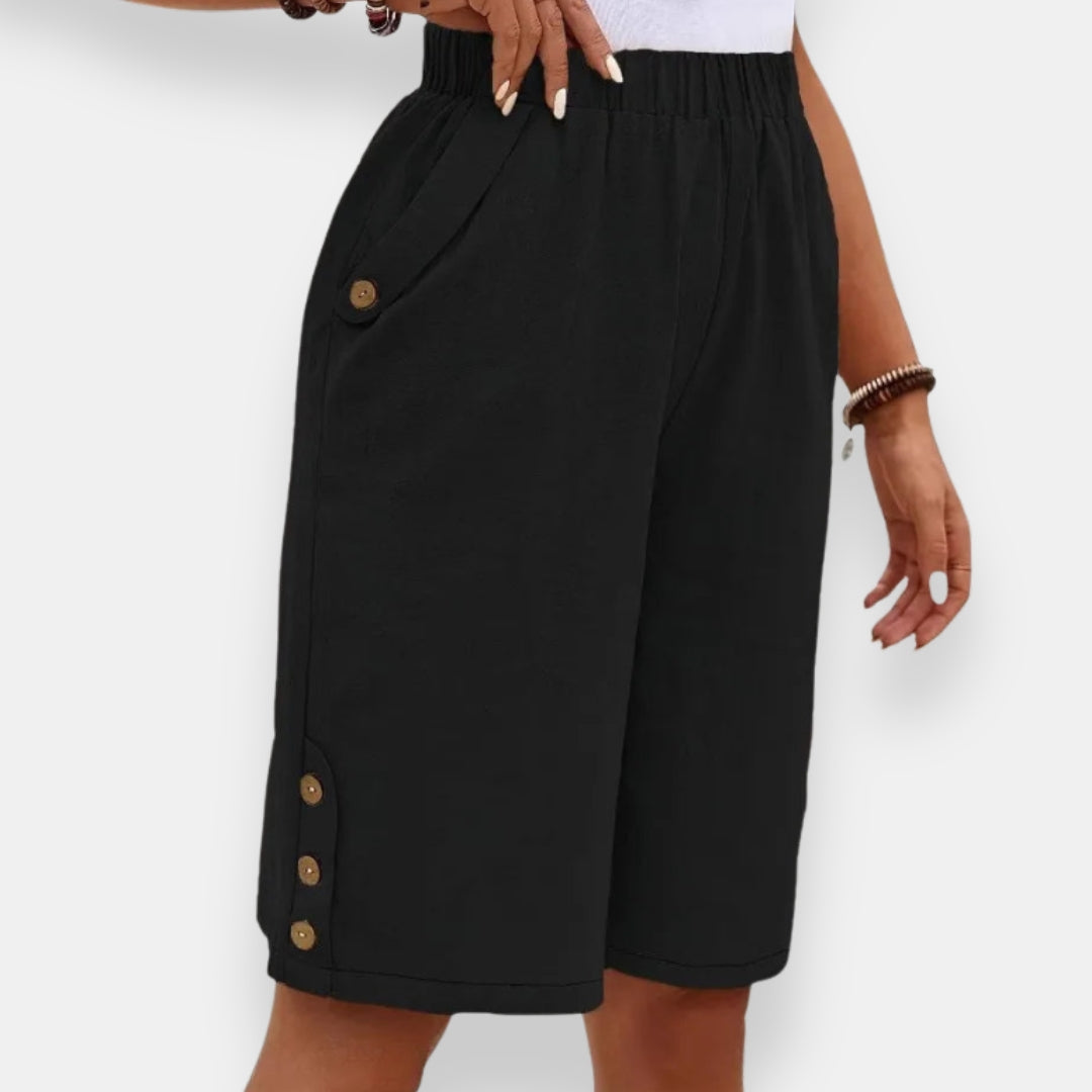 Nadya | Short Élastiqué Boutonné