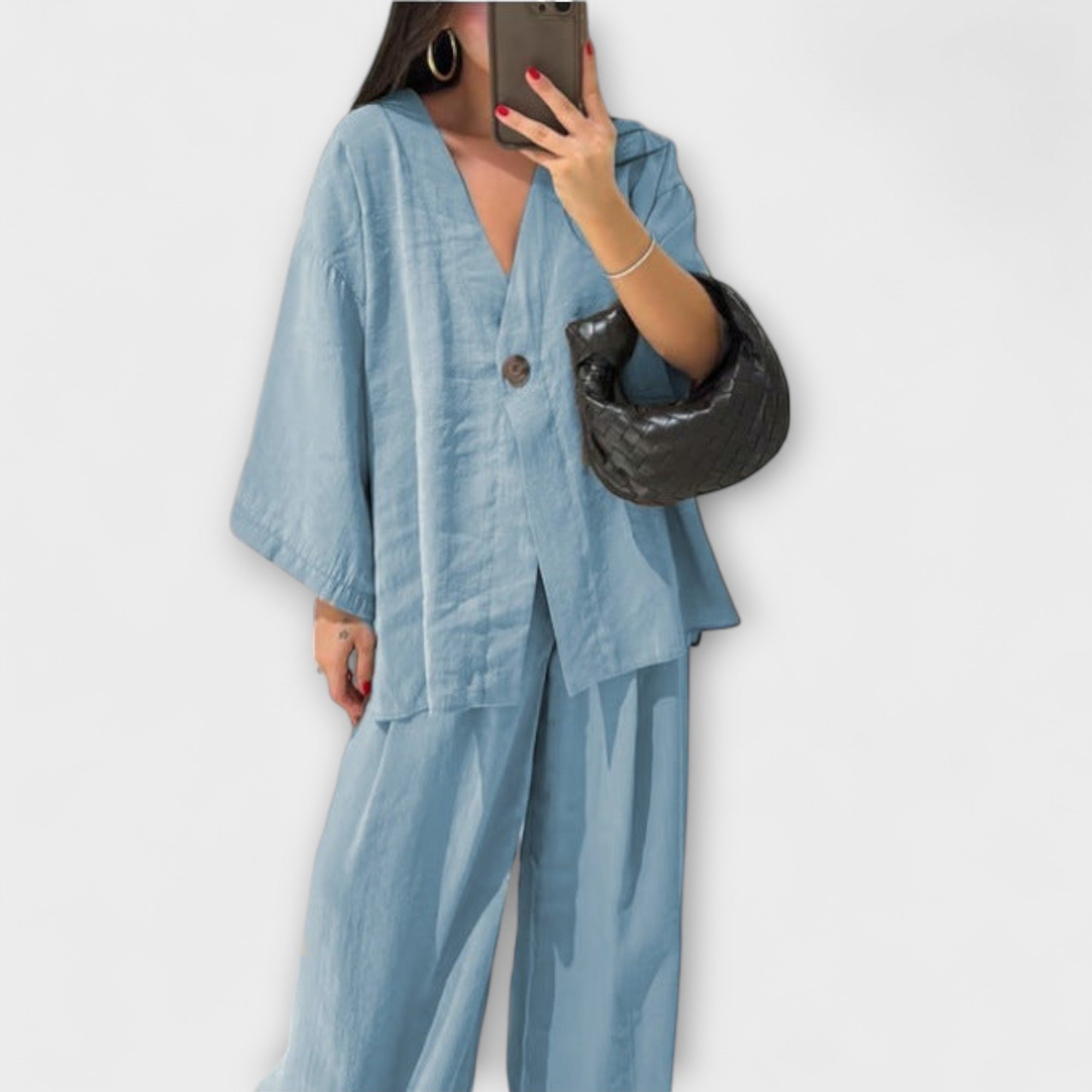 Jacqueline | Ensemble décontracté Top V et Pantalon