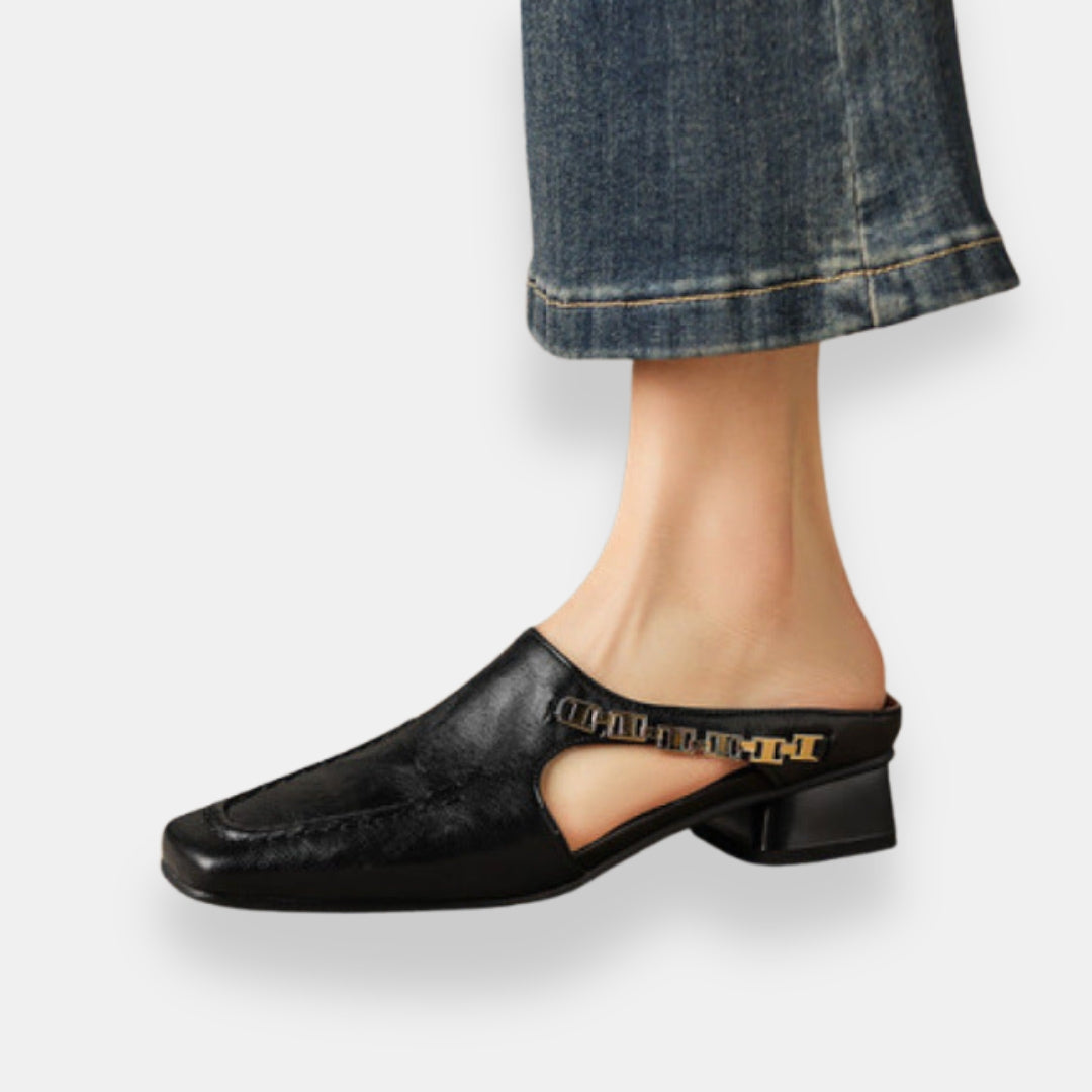 Brédéric | Mules talon chaîne détail