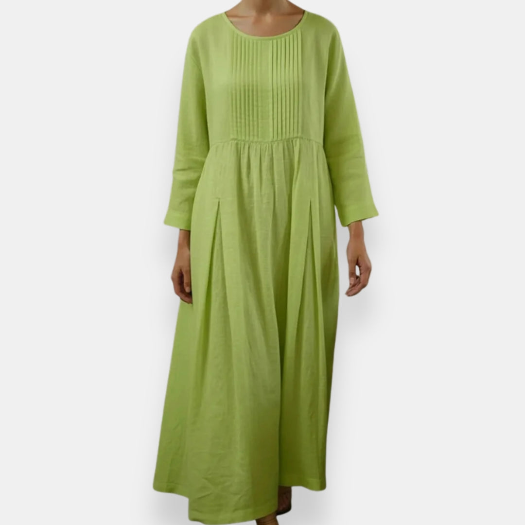 Florie | Robe maxi plastron plissé