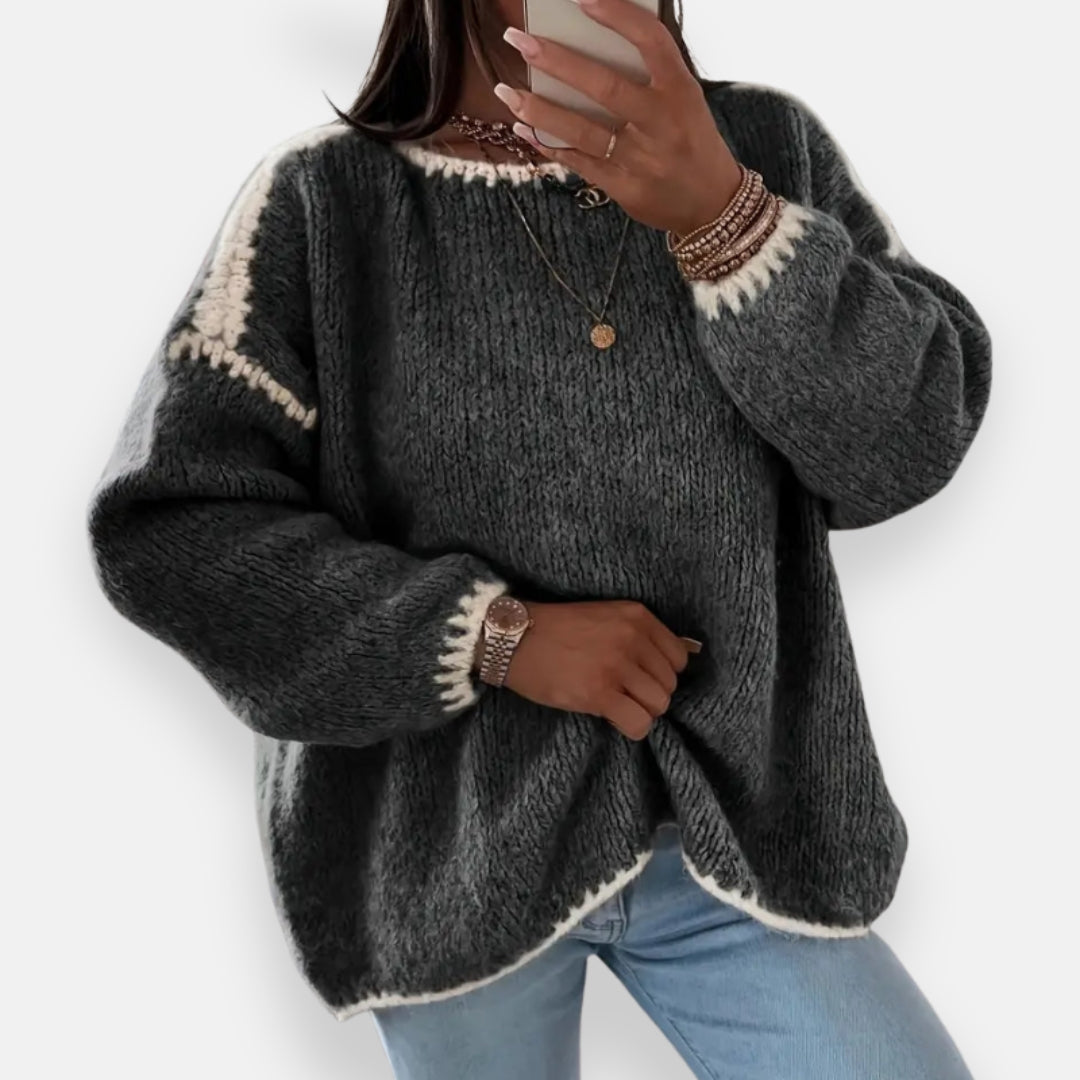 Anne | Pull en tricot bicolore