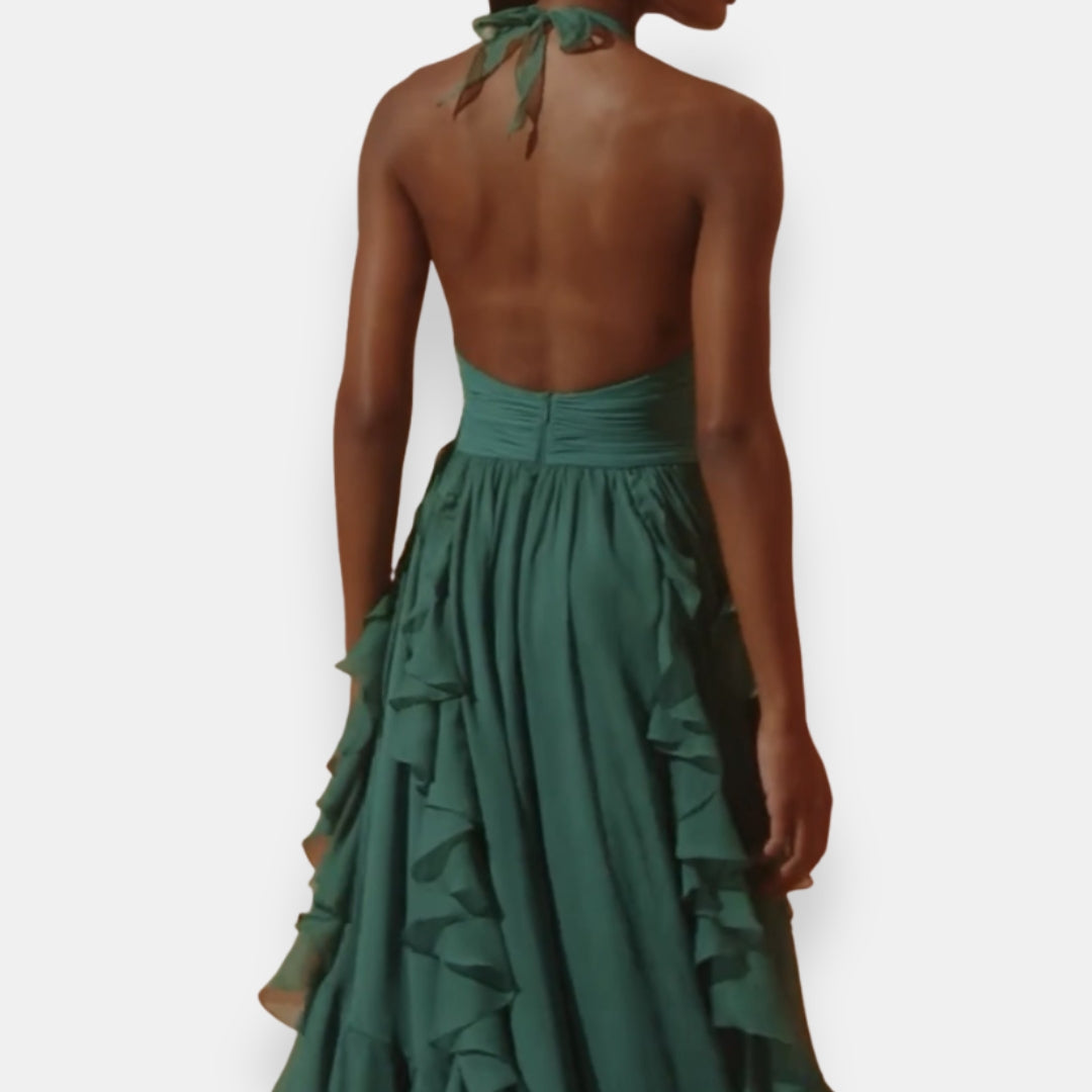 Gilonne | Robe longue dos nu à volants