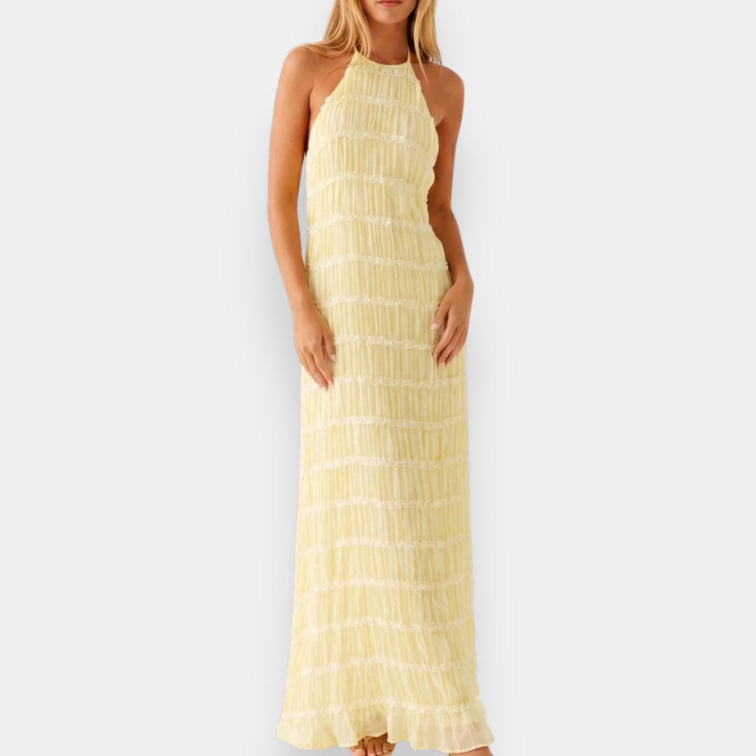 Falquise | Robe longue dos ouvert texturée