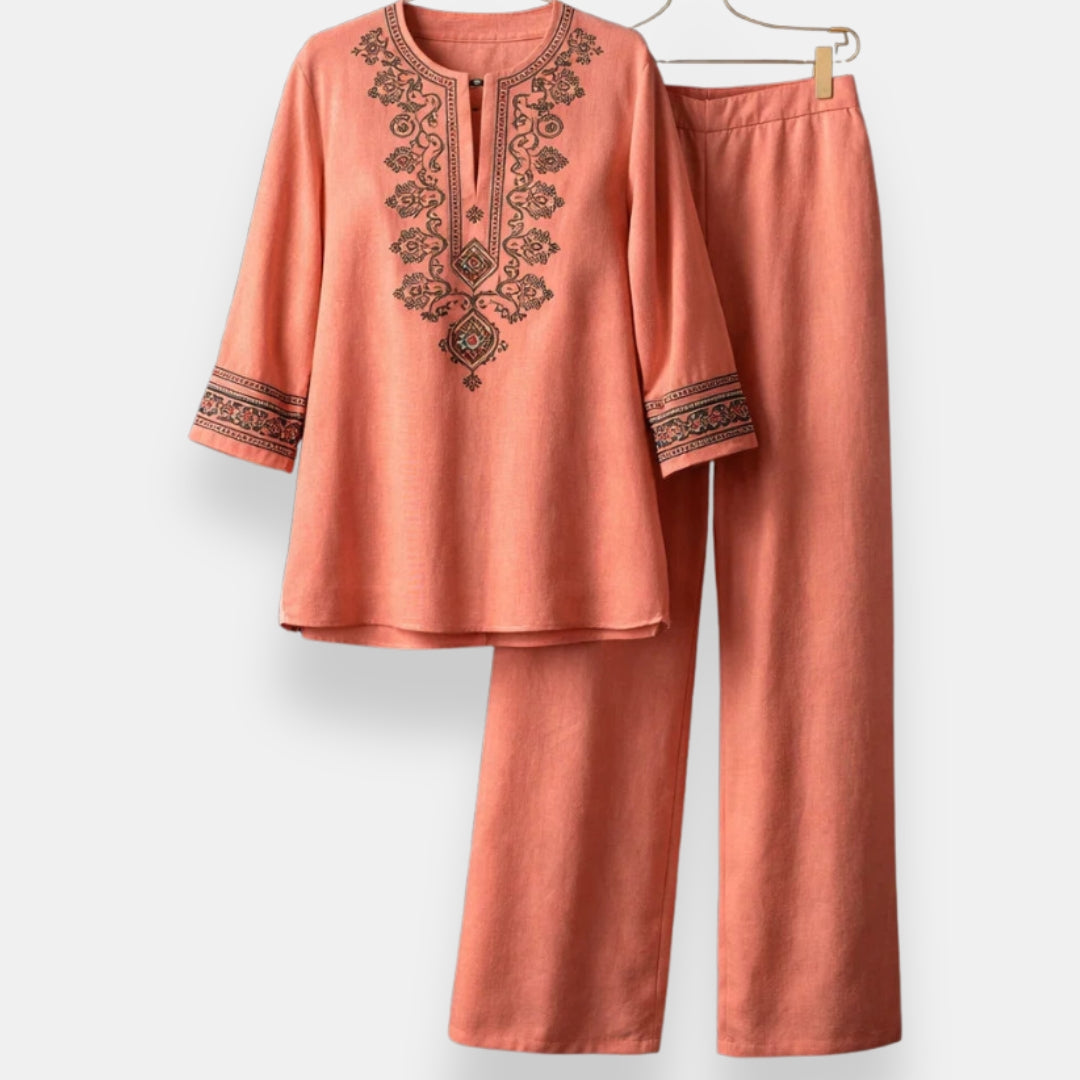 Aubreline | Ensemble brodé fleuri