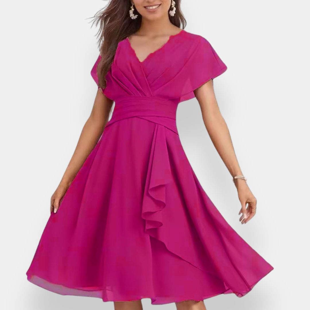 Hespérie | Robe midi cintrée à volants