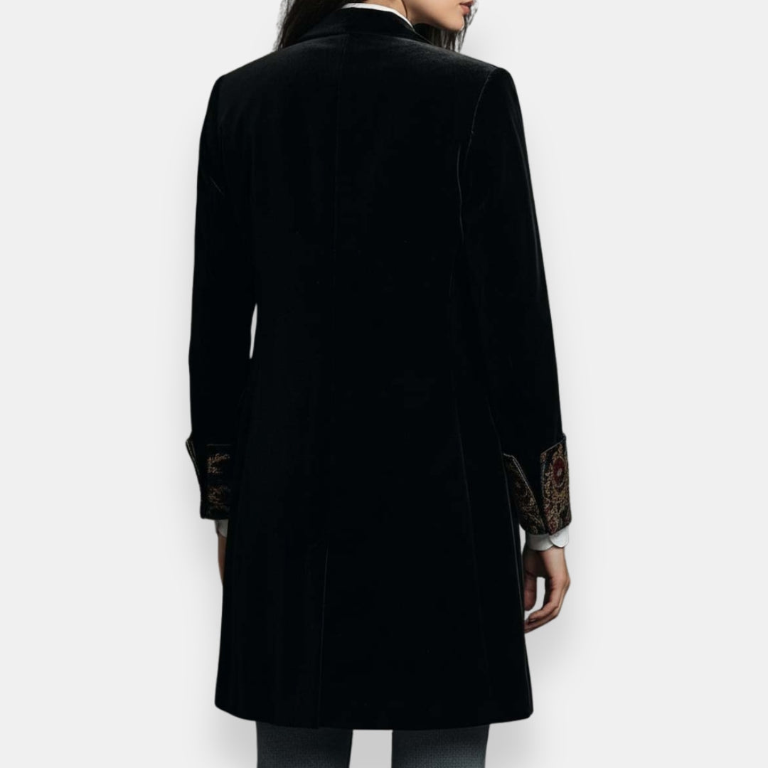 Elorri | Veste en Velours Brodée de Fleurs
