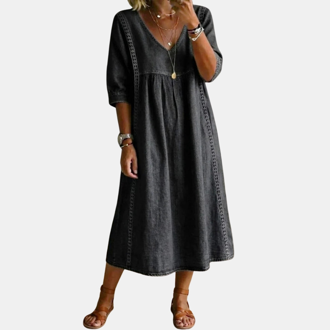 Opaline | Robe denim broderies