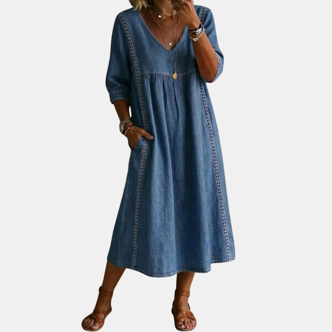 Opaline | Robe denim broderies