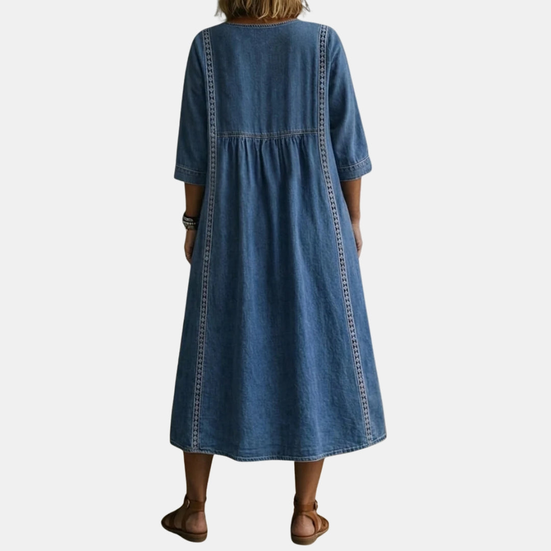 Opaline | Robe denim broderies