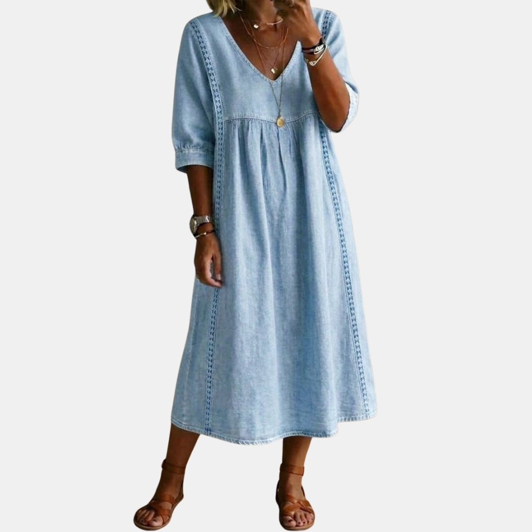 Opaline | Robe denim broderies