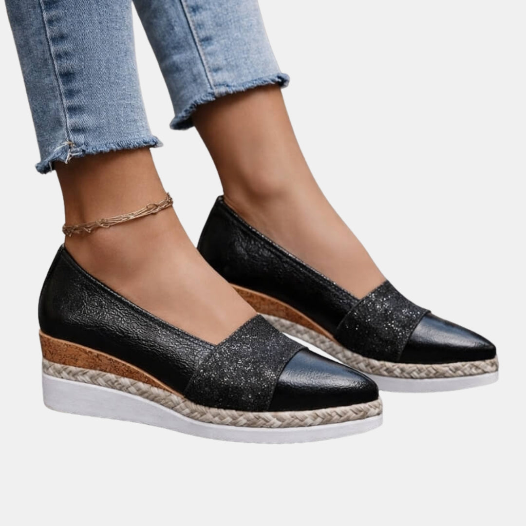 Guilaine | Mocassins compensés glitter