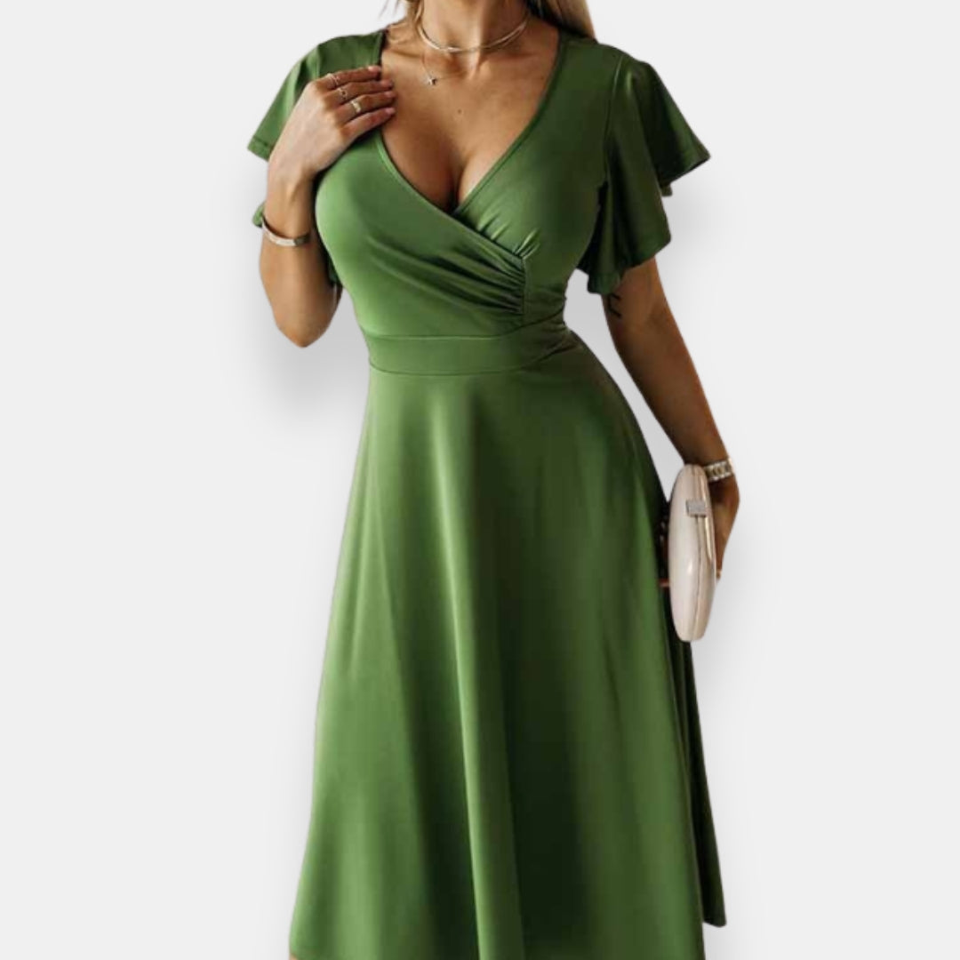 Iseut | Robe midi évasée volantée