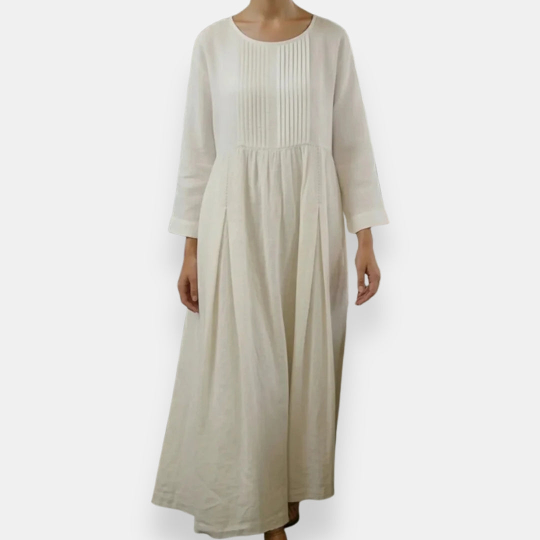 Florie | Robe maxi plastron plissé