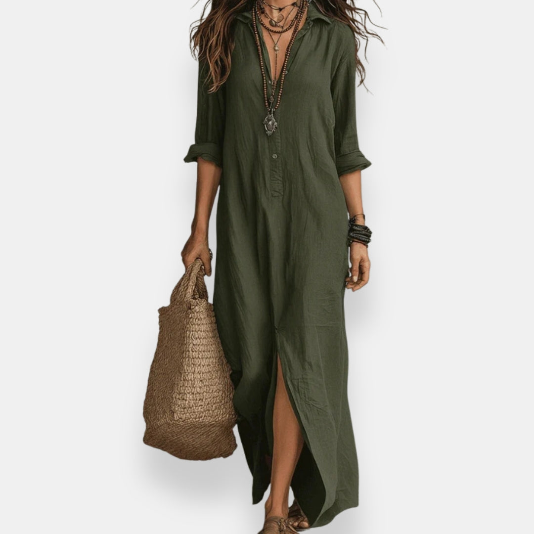 Bréhalde | Robe chemise longue bohème