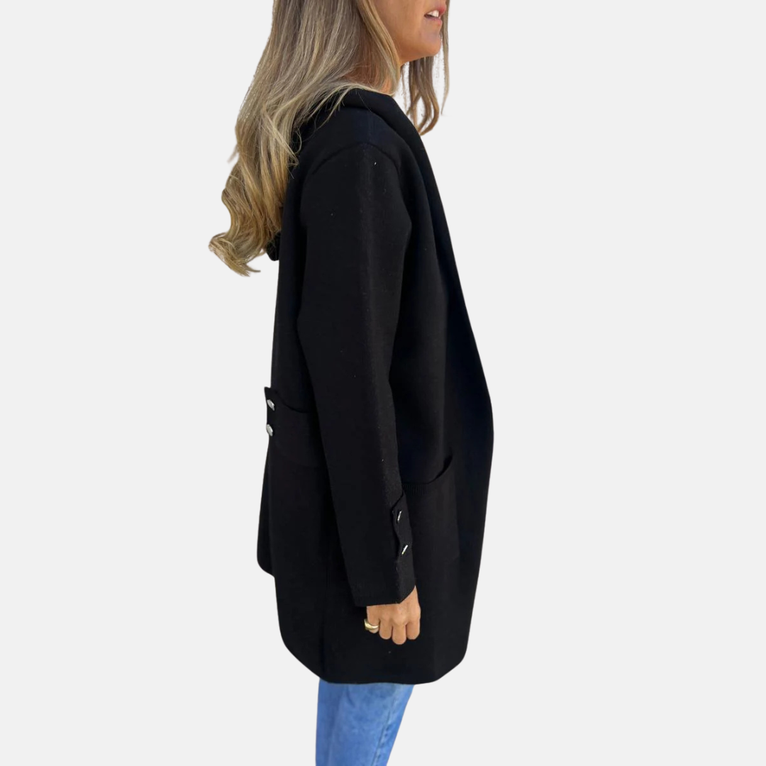 Neyra | Cardigan long à capuche bicolore