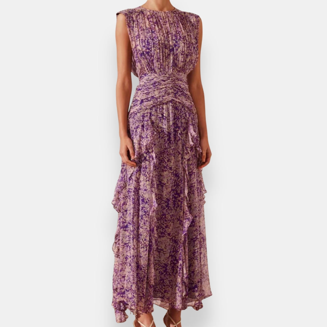 Damaris | Robe longue plissée à volants