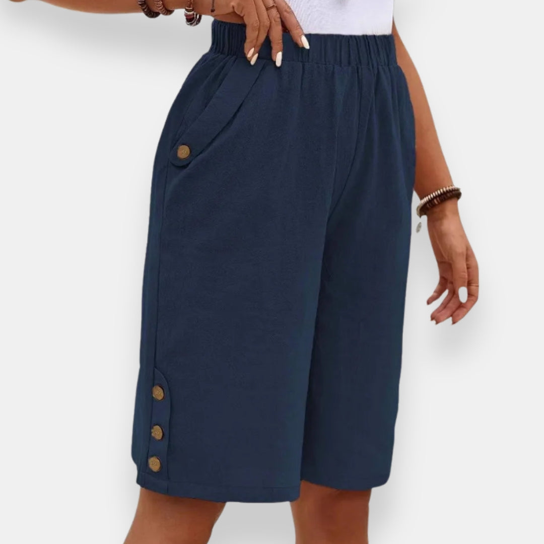 Nadya | Short Élastiqué Boutonné