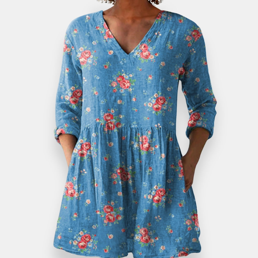 Calixte | Blouse Col V Fleurie