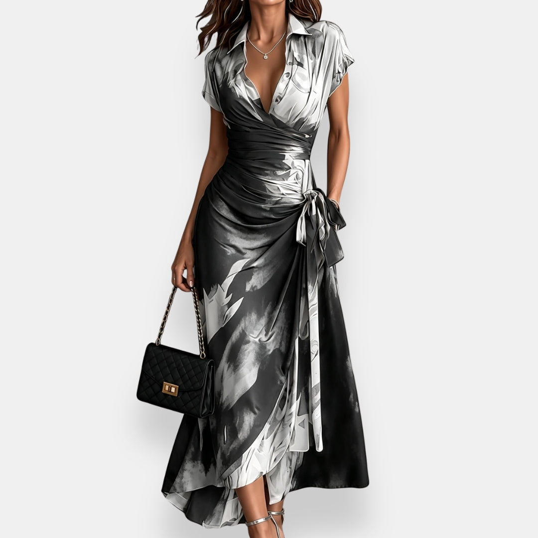 Elisabeth | Robe Longue Imprimée Bicolore