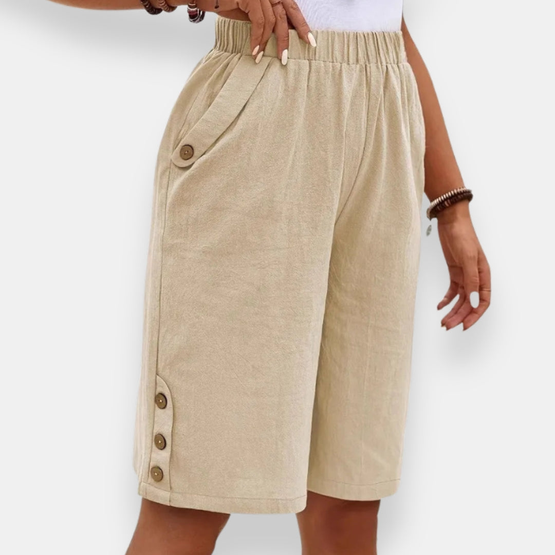 Nadya | Short Élastiqué Boutonné