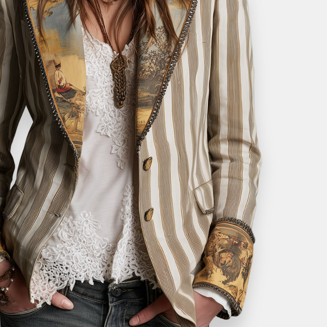 Argia | Veste Rayée avec Revers Brodés