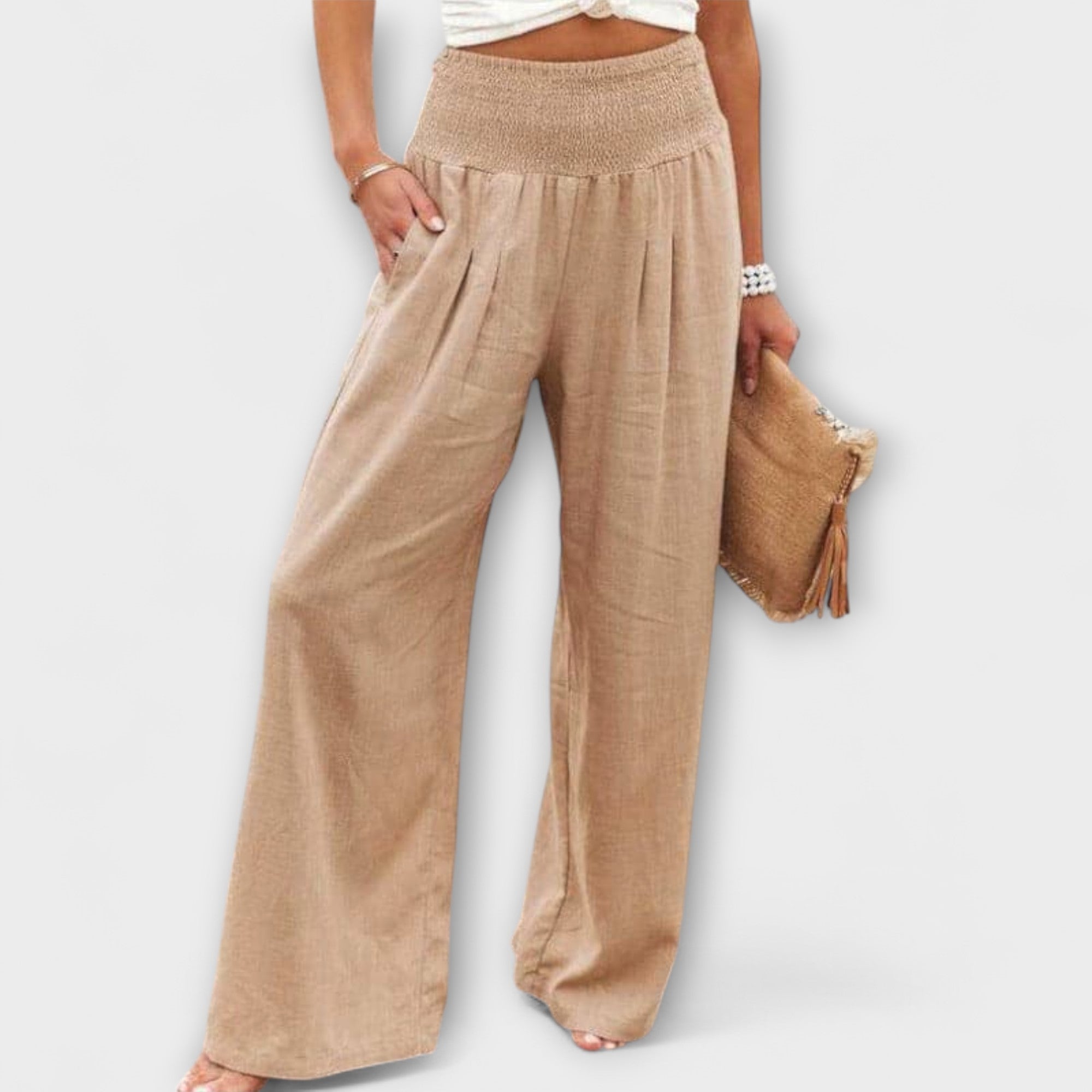 Thearya | Pantalon large en lin décontracté