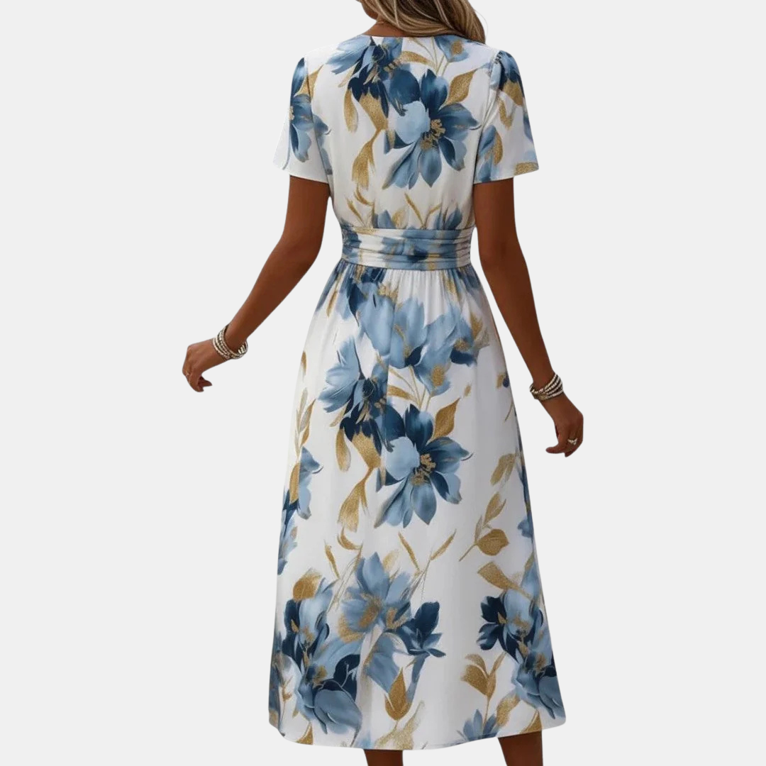 Margaux | Robe midi fleurie cache-cœur