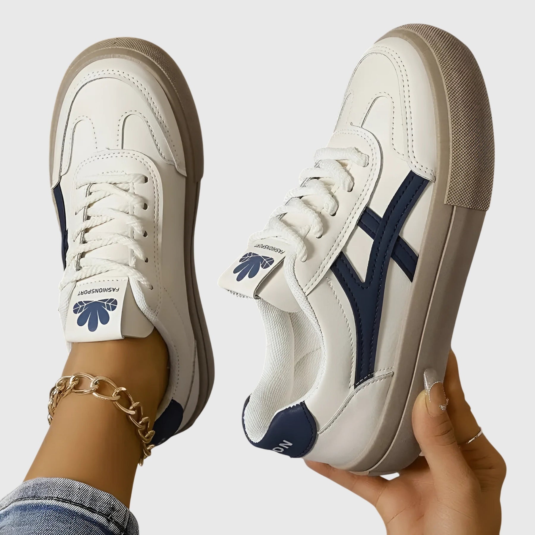 Kléovaine | Sneakers bicolores à chevron