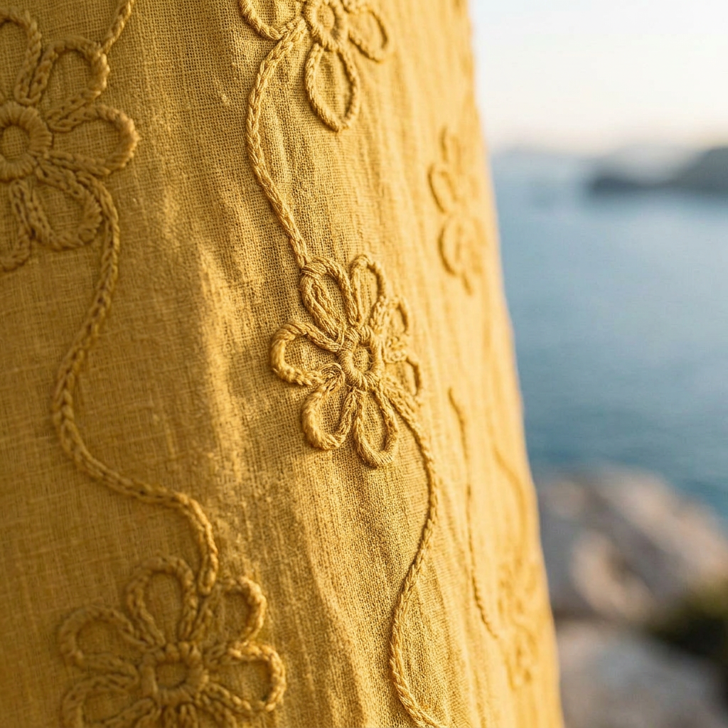Maryse | Robe longue brodée à motifs floraux