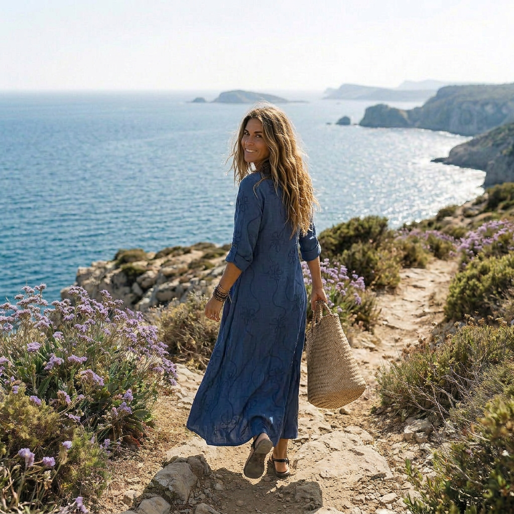 Maryse | Robe longue brodée à motifs floraux