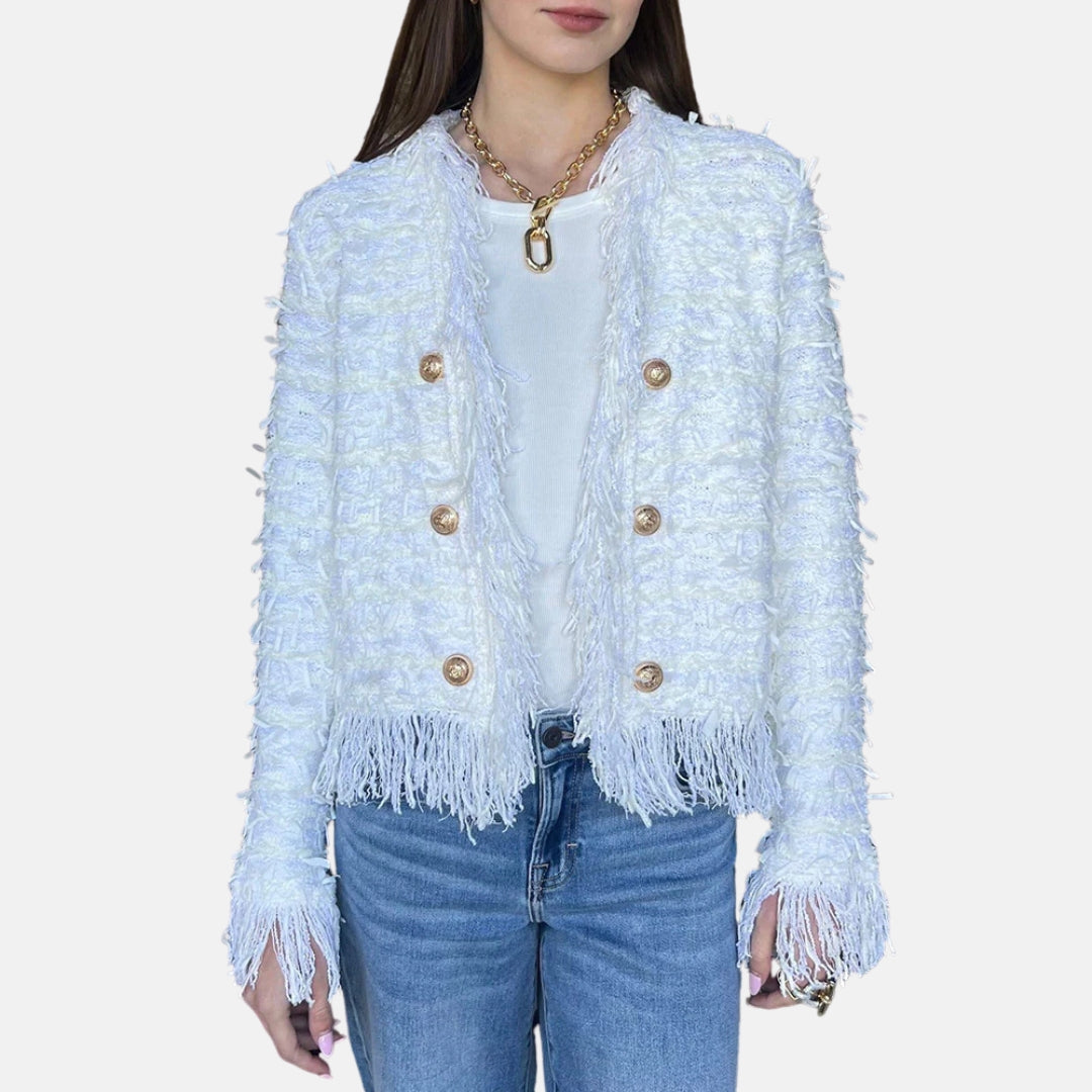 Séverine | Cardigan Élégant à Franges