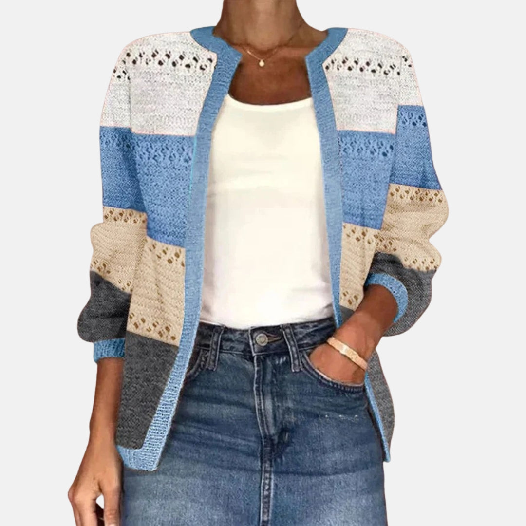 Giselle | Cardigan ajouré à blocs de couleurs