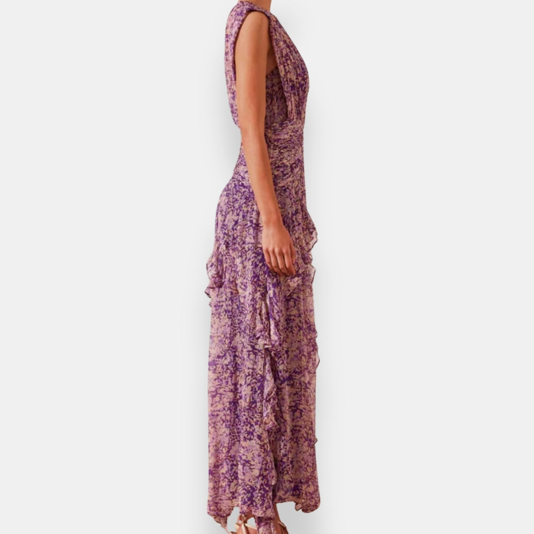 Damaris | Robe longue plissée à volants