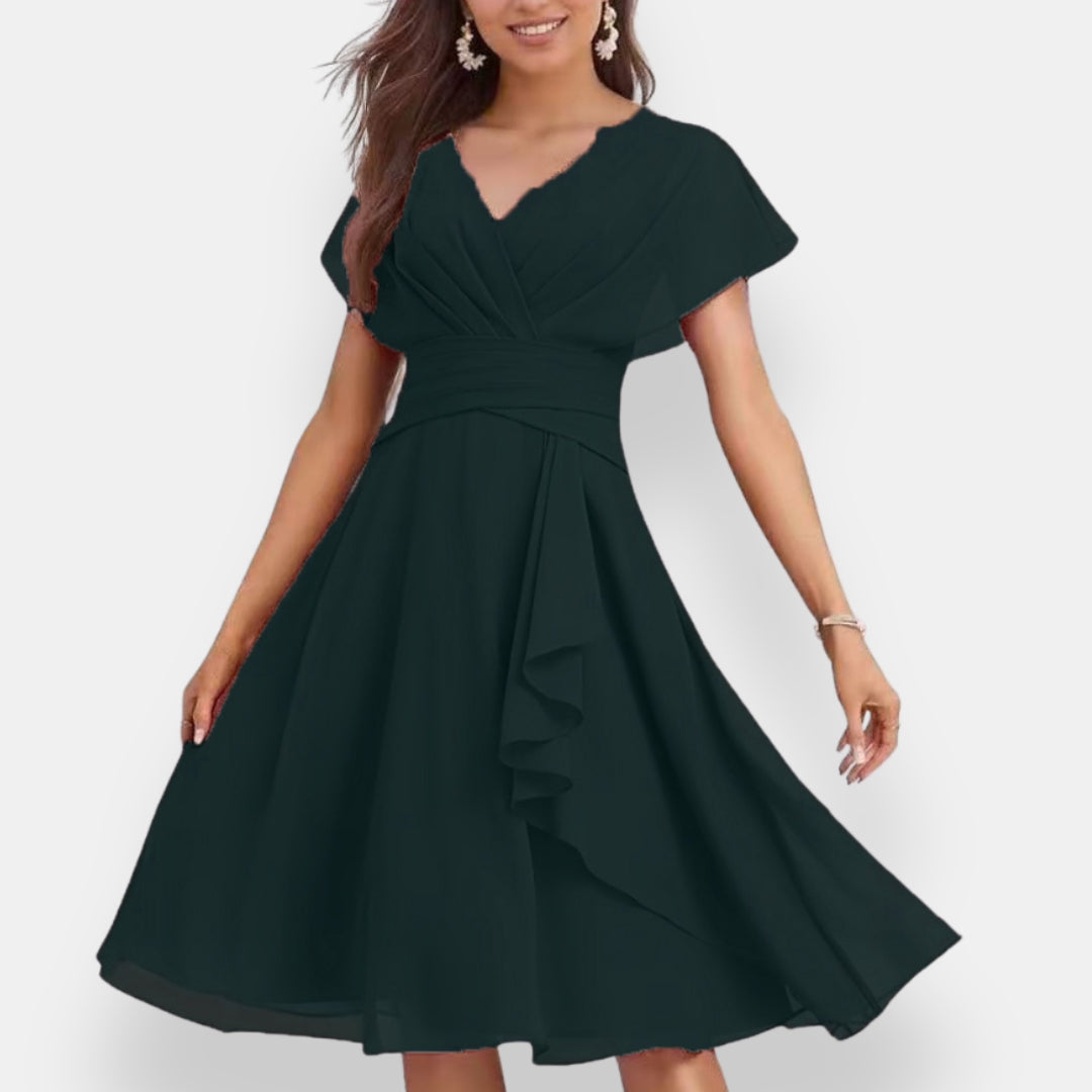 Hespérie | Robe midi cintrée à volants
