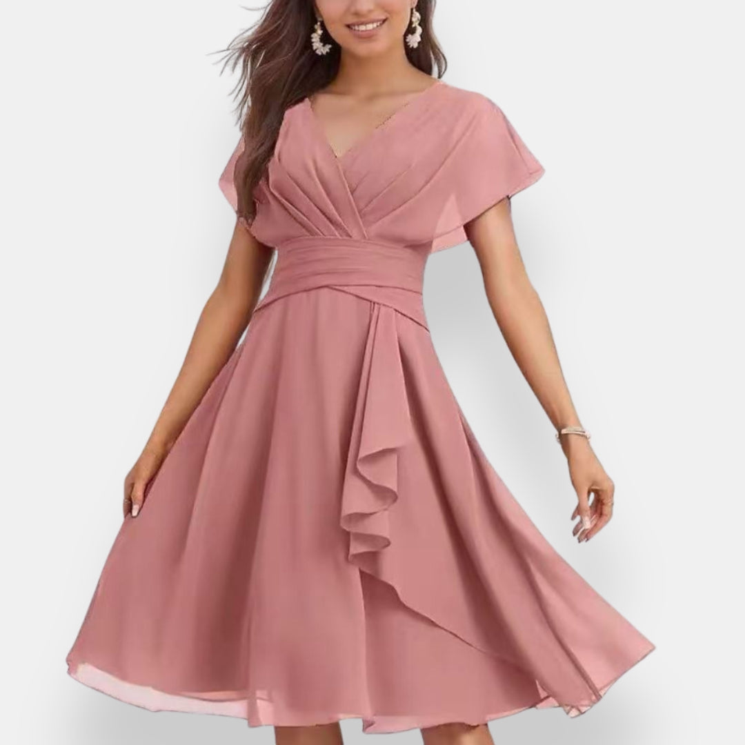 Hespérie | Robe midi cintrée à volants