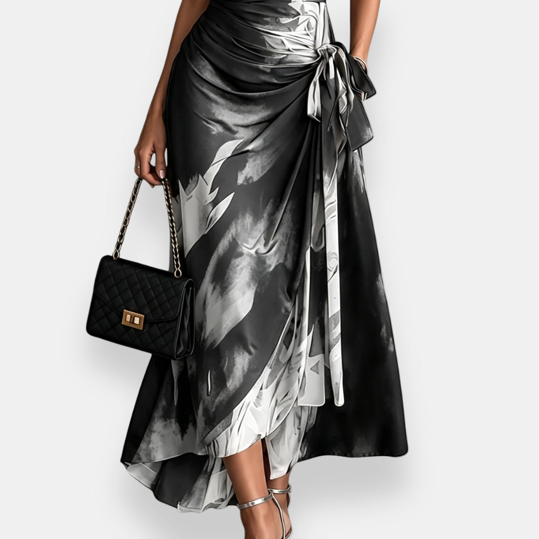 Elisabeth | Robe Longue Imprimée Bicolore