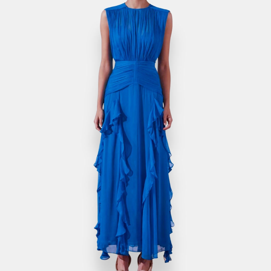 Damaris | Robe longue plissée à volants