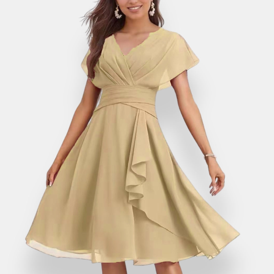 Hespérie | Robe midi cintrée à volants