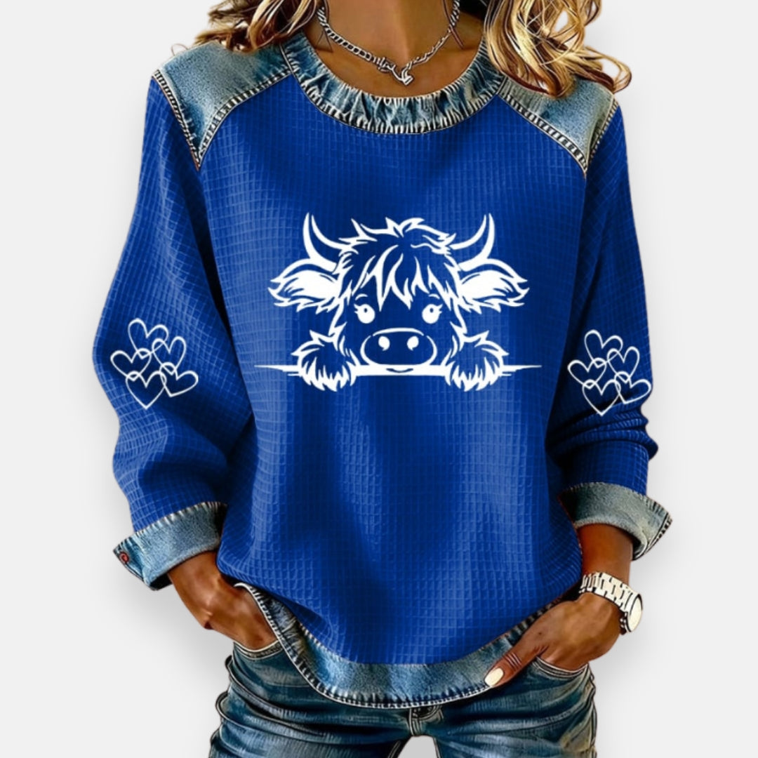 Louisa | Sweat avec imprimé vache
