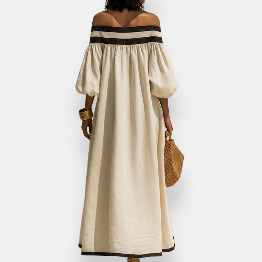 Doriette | Robe rayée épaules dénudées