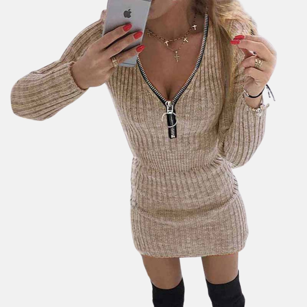 Calirys | Robe pull zippée à manches longues