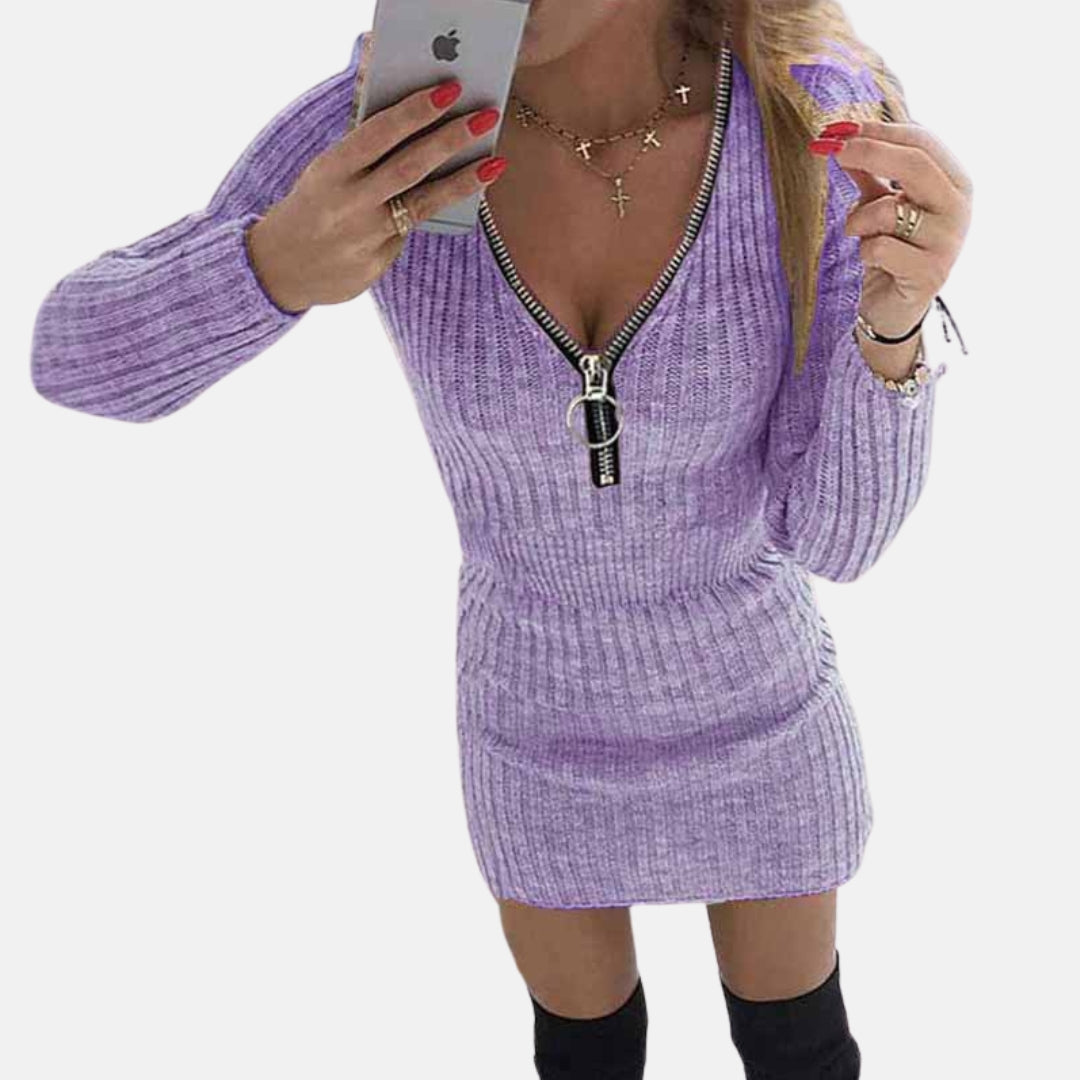 Calirys | Robe pull zippée à manches longues