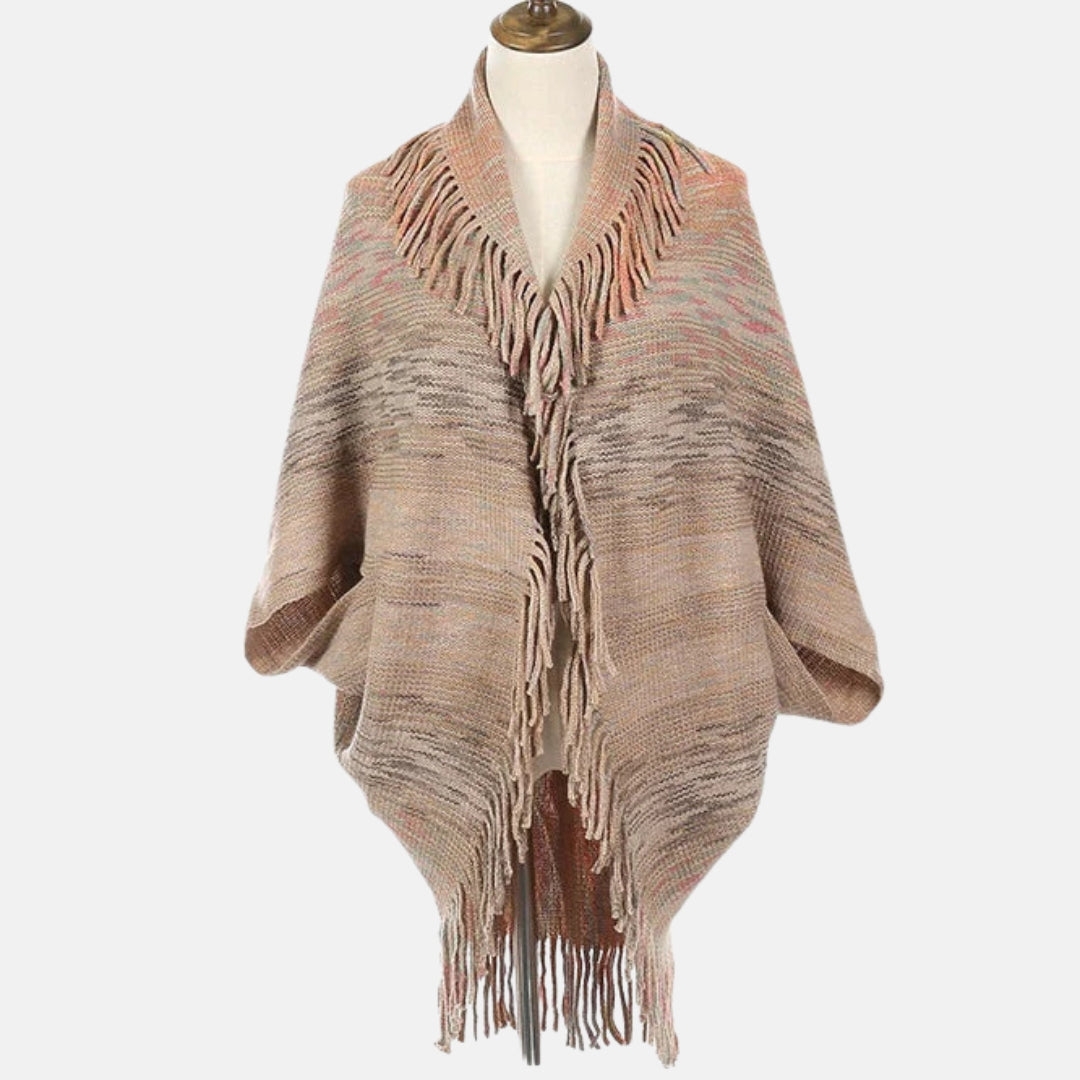 Ysmera | Poncho à franges en maille douce