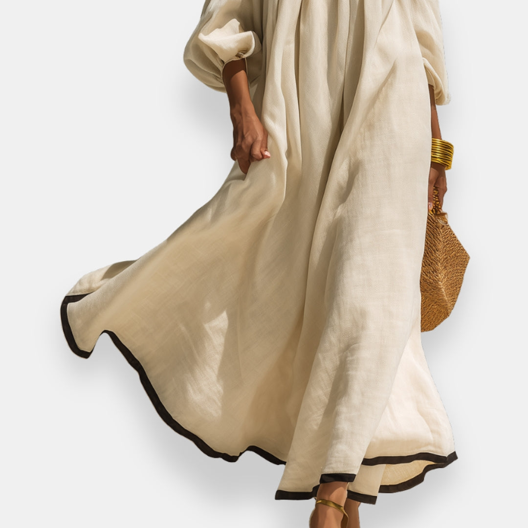Doriette | Robe rayée épaules dénudées