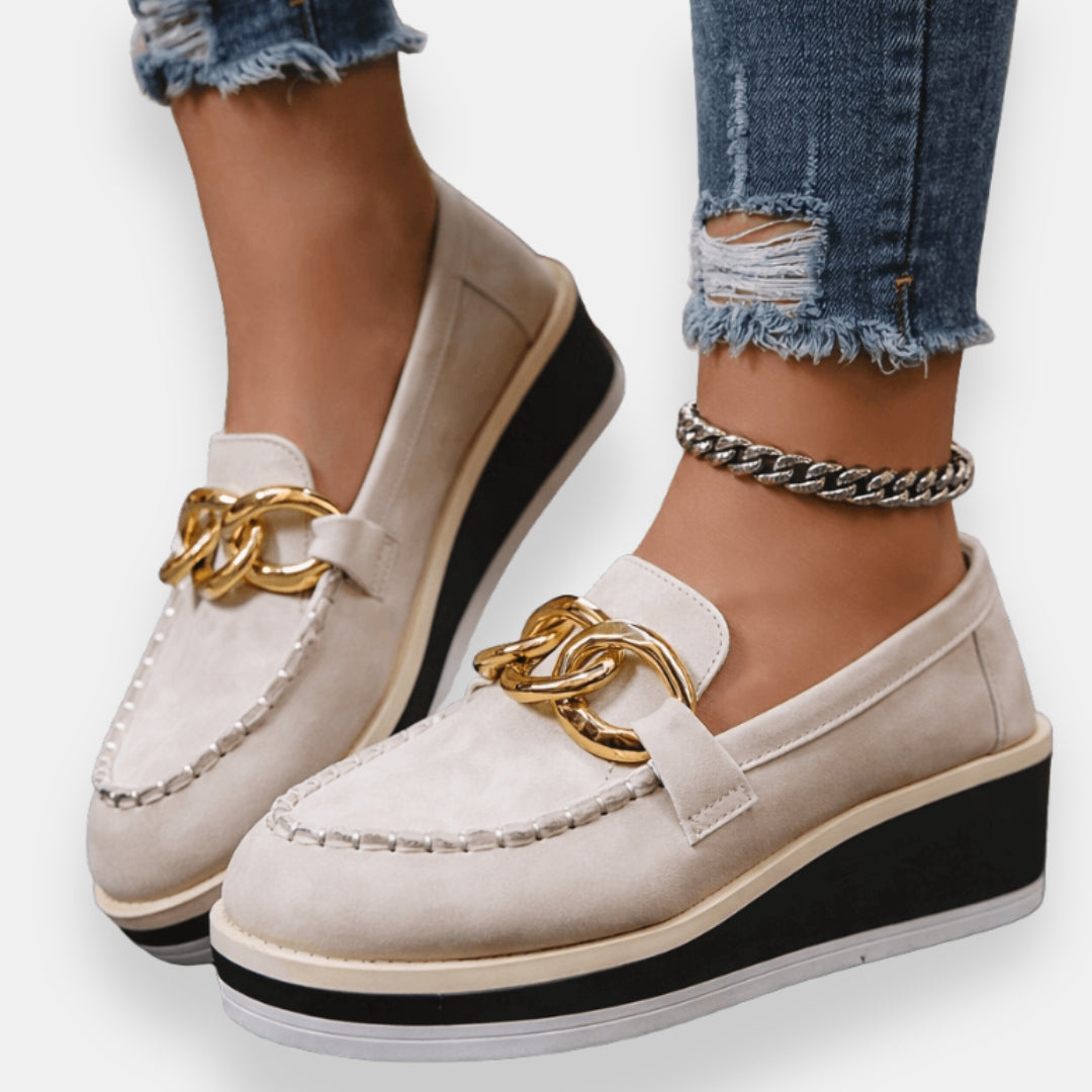 Orphise | Mocassins compensés chaîne dorée