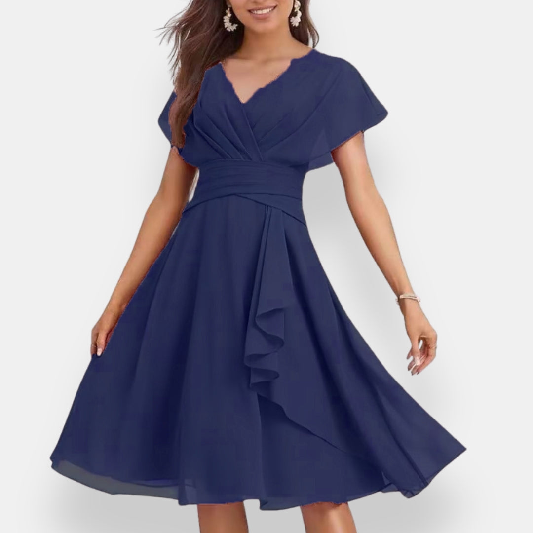 Hespérie | Robe midi cintrée à volants