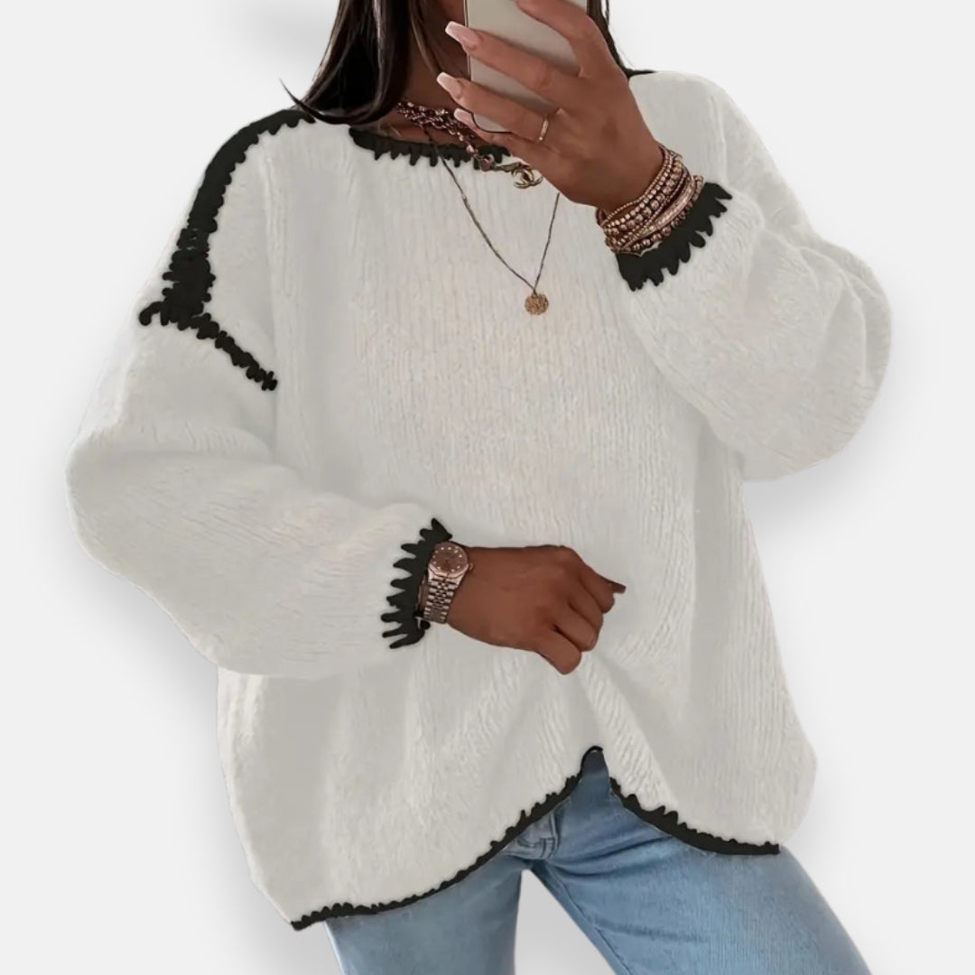 Anne | Pull en tricot bicolore