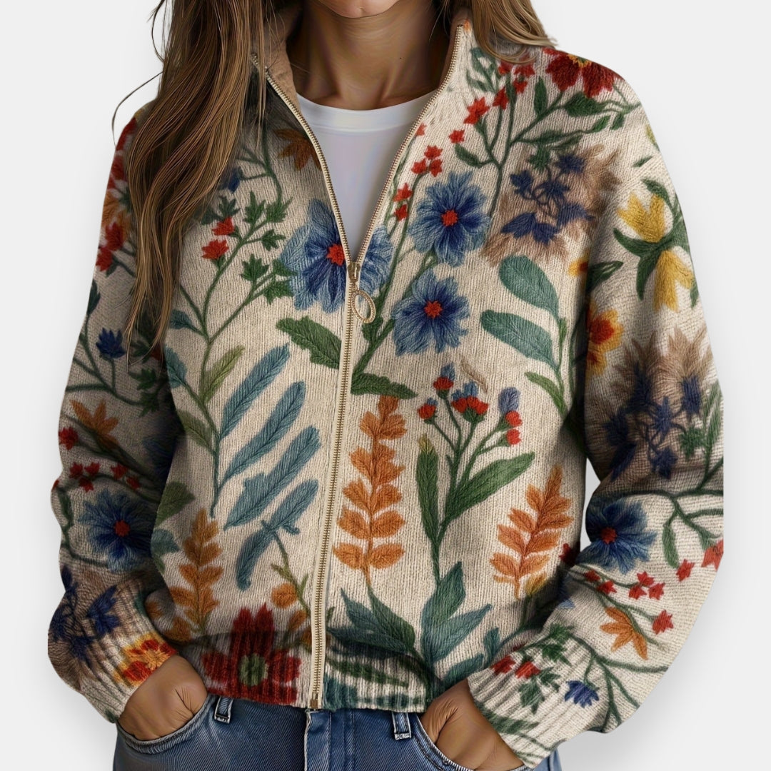 Pia | Veste Maille Fleurie