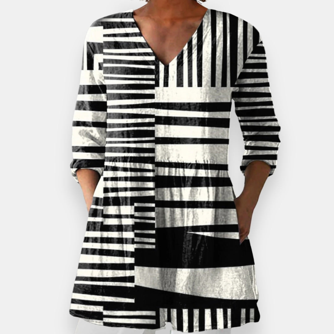 Anna | Blouse Col V Rayée
